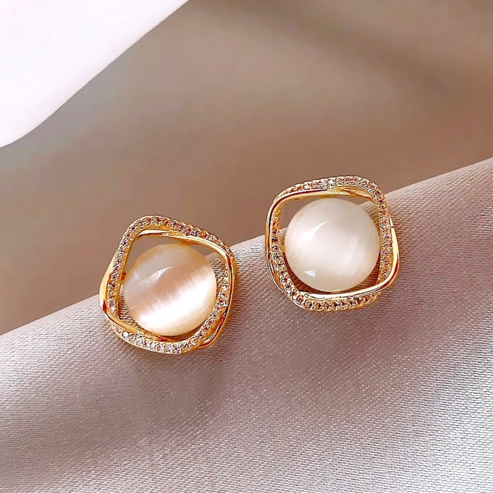 GOLICC Hollow Diamond Opal Earrings